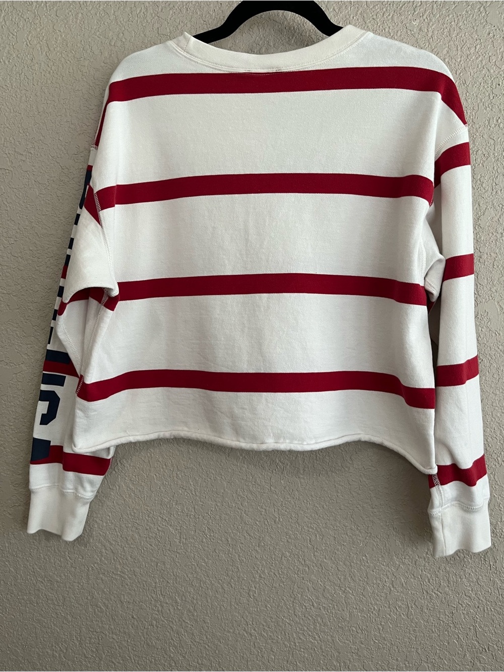 Polo Ralph Lauren Striped Polo USA Graphic Cropped Sweatshirt Medium - Picture 3 of 11